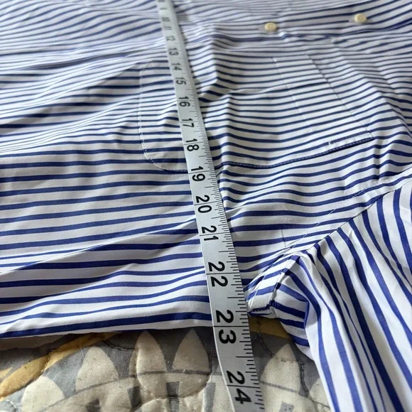 AYR women’s oversized blue and white striped button up, collar, cotton, XL - Picture 7 of 12